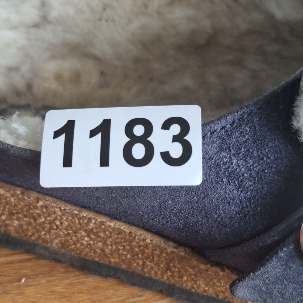 Birkenstock Women's Gray Suede Shearling Mule Clogs with Buckle - Picture 14 of 14